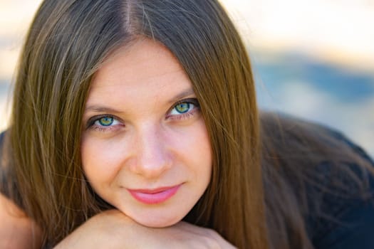 Close-up portrait of a beautiful girl of Slavic appearance a