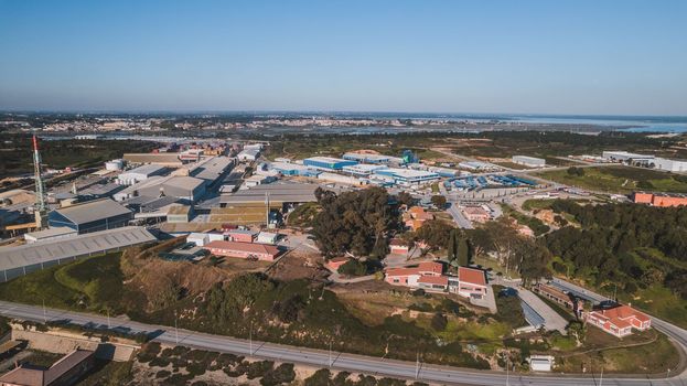 Aerial view of industrial area. High quality photo