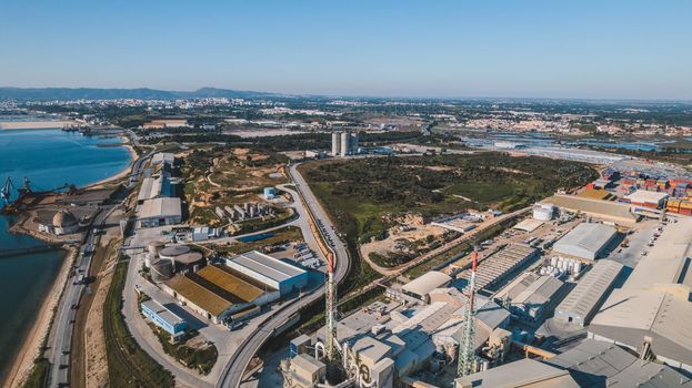 Aerial view of industrial area. High quality photo