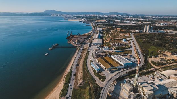 Aerial view of industrial area. High quality photo