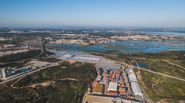 Aerial view of industrial area. High quality photo