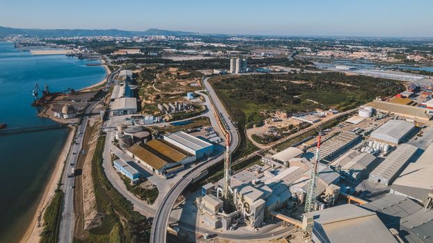 Aerial view of industrial area. High quality photo