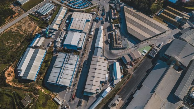 Aerial view of industrial area. High quality photo