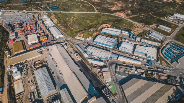 Aerial view of industrial area. High quality photo