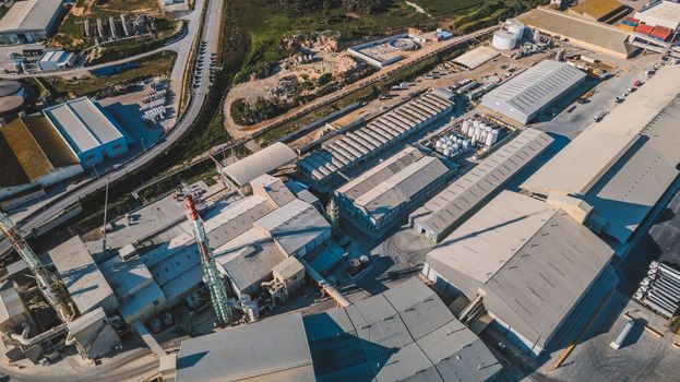 Aerial view of industrial area. High quality photo