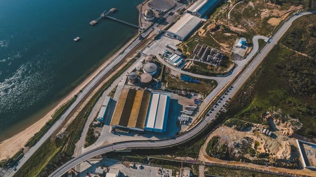 Aerial view of industrial area. High quality photo