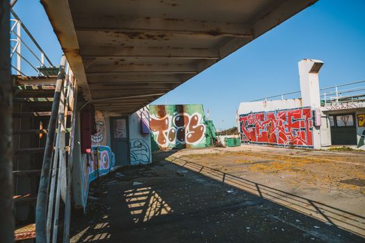 Abandoned ferry boat. High quality photo