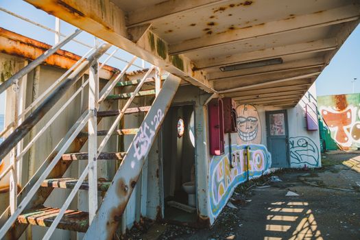 Abandoned ferry boat. High quality photo