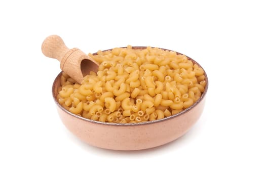 Elbow macaroni isolated on a white background