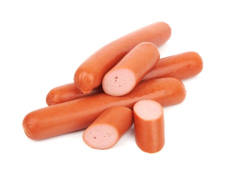 Fresh sausages isolated on a white background