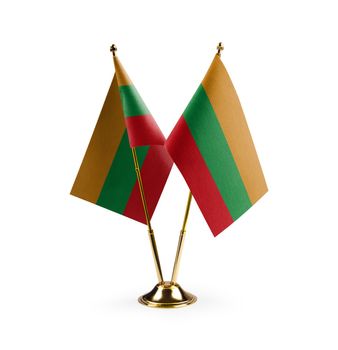 Small national flags of the Lithuania on a white background.