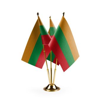 Small national flags of the Lithuania on a white background.