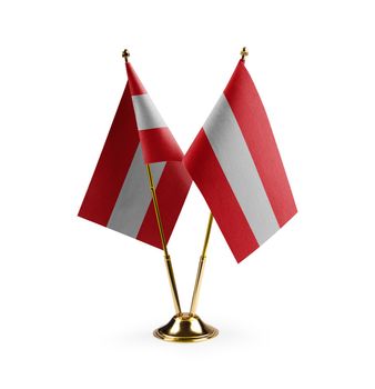 Small national flags of the Austria on a white background.