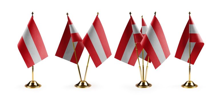 Small national flags of the Austria on a white background.