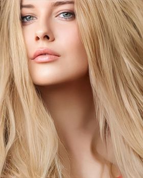 Hairstyle, beauty and hair care, beautiful blonde woman with long blond hair, glamour portrait for hair salon and haircare brand