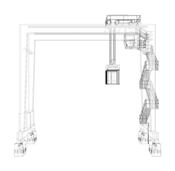 Port cargo crane on white. 3d illustration