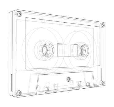 Cassette tape on white background. 3d illustration