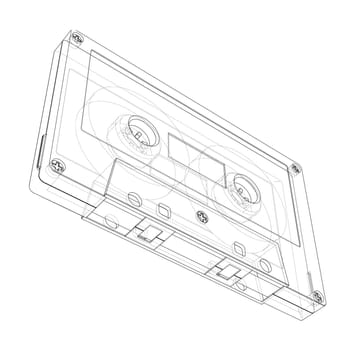 Cassette tape on white background. 3d illustration