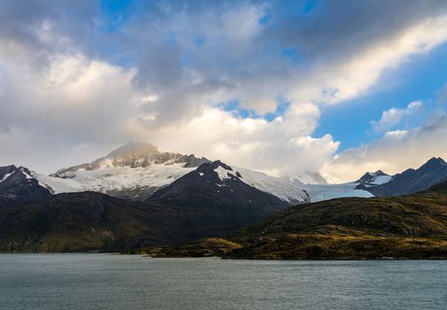 View of Holanda or Dutch glacier in Glacier Alley of Beagle channel in Chile