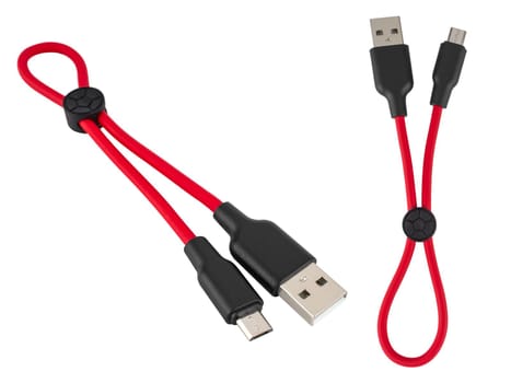 cable with USB connector, micro USB on a white background in isolation