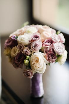 beautiful stylish wedding bouquet with roses .Wedding Decor.