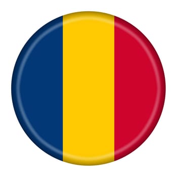A Chad flag button 3d illustration with clipping path