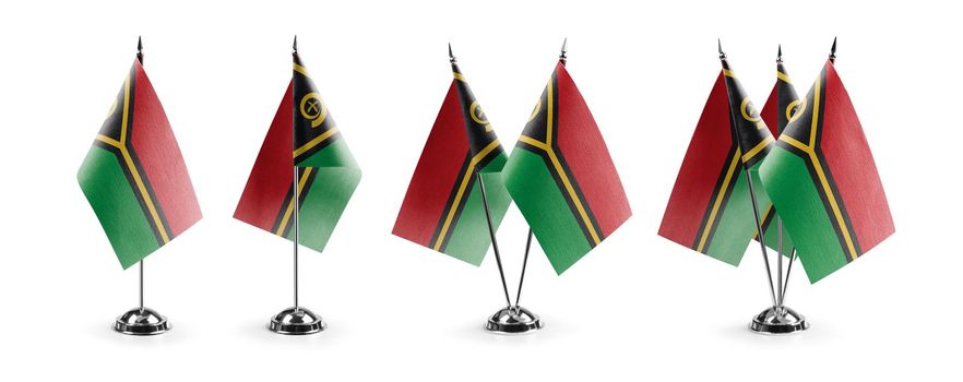 Small national flags of the Vanuatu on a white background.
