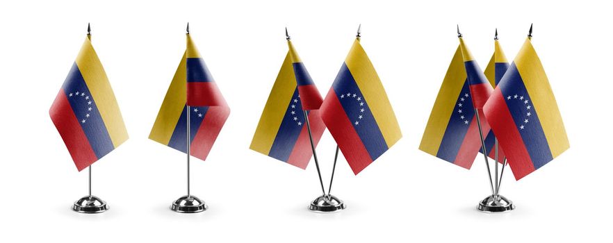 Small national flags of the Venezuela on a white background.