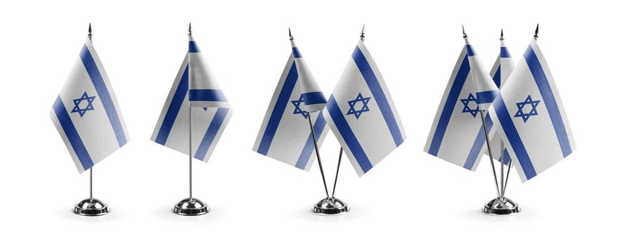 Small national flags of the Israel on a white background.