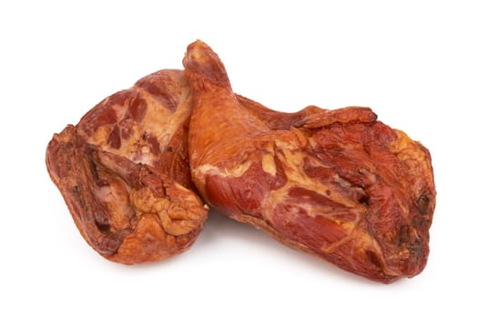 Smoked chicken thighs isolated on a white background