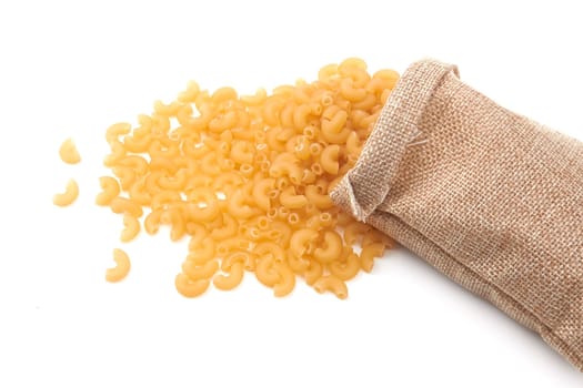 Elbow macaroni isolated on a white background