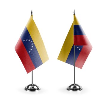 Small national flags of the Venezuela on a white background.