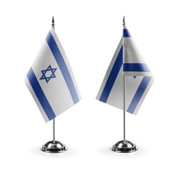 Small national flags of the Israel on a white background.