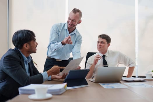 Group of Business financial with finance reports to analyze big data, balance sheet, strategy at meeting room