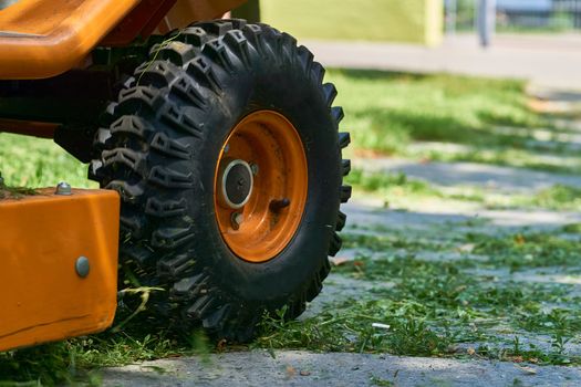 a machine for cutting the grass on a lawn.