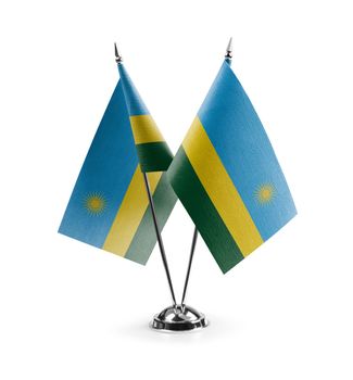 Small national flags of the Rwanda on a white background.