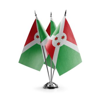 Small national flags of the Burundi on a white background.