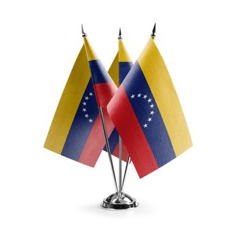 Small national flags of the Venezuela on a white background.