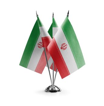 Small national flags of the Iran on a white background.