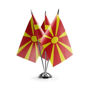 Small national flags of the Macedonia on a white background.