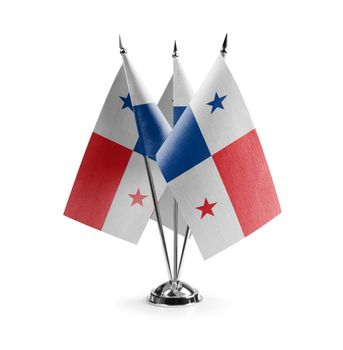 Small national flags of the Panama on a white background.