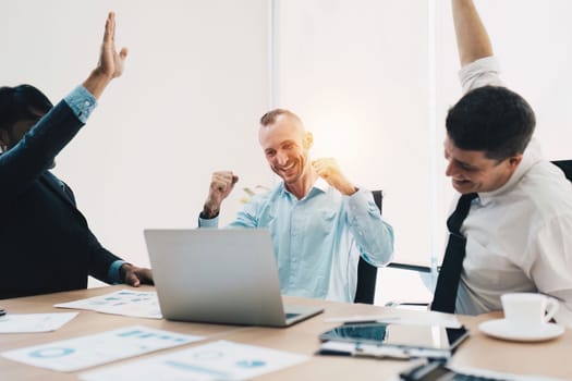 Group of Business people celebrate success in a meeting room. finance, achievement, strategy concept