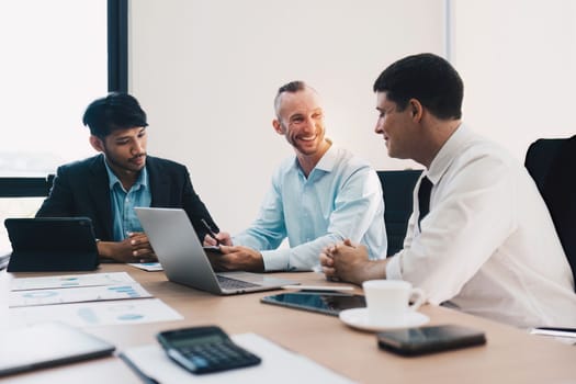 Group of Business financial with finance reports to analyze big data, balance sheet, strategy at meeting room