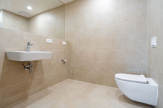 bathroom with toilet, social facilities in a new apartment. High quality photo