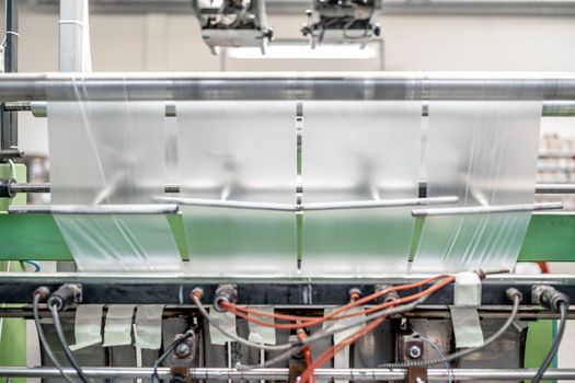 production of plastic bags in the factory. 