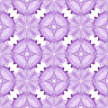 Ikat repeating swimwear design. Purple stylish boho chic summer design. Textile ready pleasant print, swimwear fabric, wallpaper, wrapping. Watercolor ikat repeating tile border.
