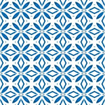 Tiled watercolor background. Blue valuable boho chic summer design. Hand painted tiled watercolor border. Textile ready ideal print, swimwear fabric, wallpaper, wrapping.