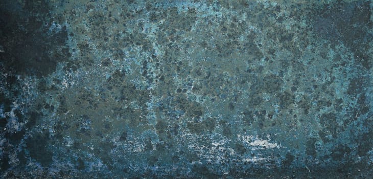 Close up grunge blue abstract uneven background texture of vintage weathered corroded metal uneven surface with stains