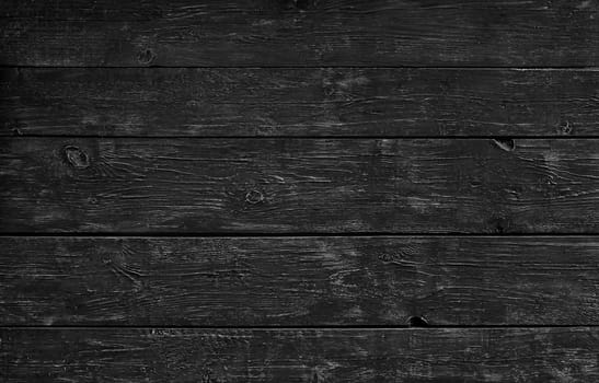 Close up background texture of black vintage weathered painted wooden planks, rustic style wall panel