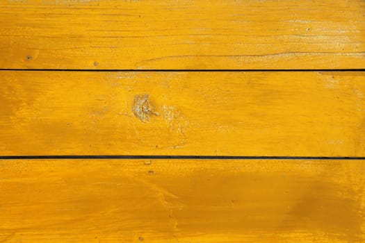Close up background texture of warm yellow vintage weathered painted wooden planks, rustic style wall panel